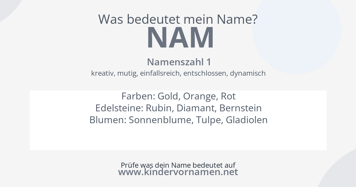 Was bedeutet der Name Nam?