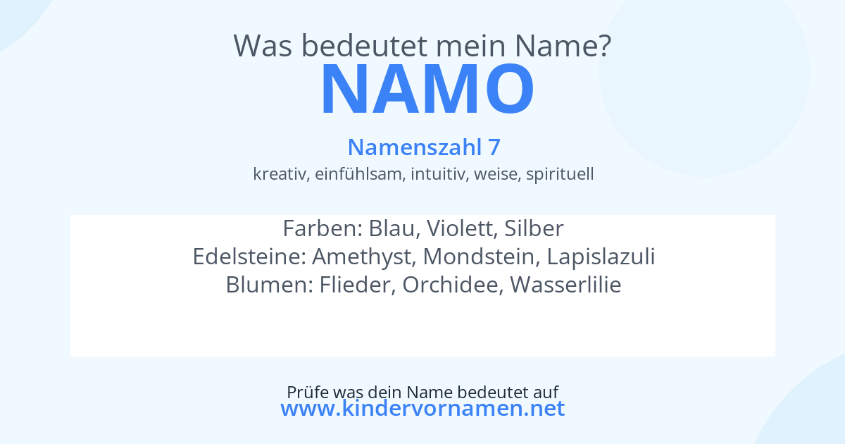 Was bedeutet der Name Namo?