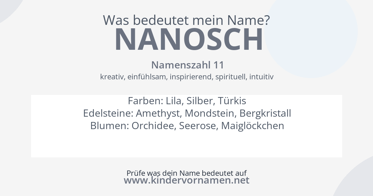 Was bedeutet der Name Nanosch?
