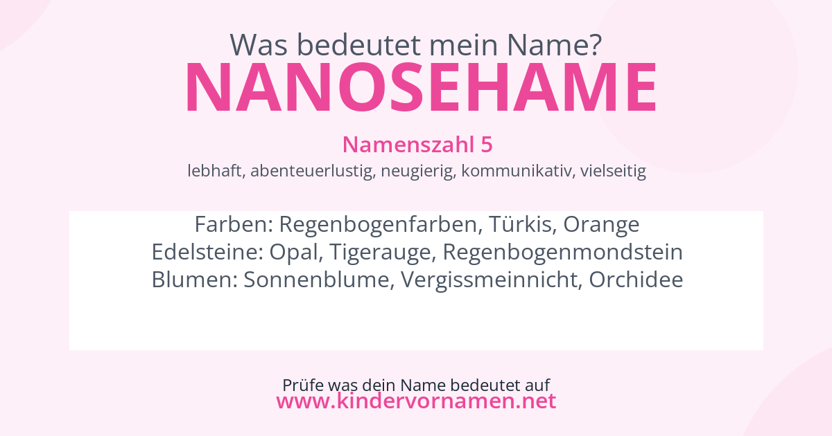 Was bedeutet der Name Nanosehame?