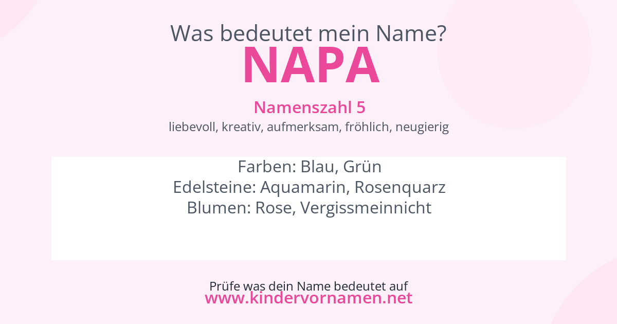Was bedeutet der Name Napa?