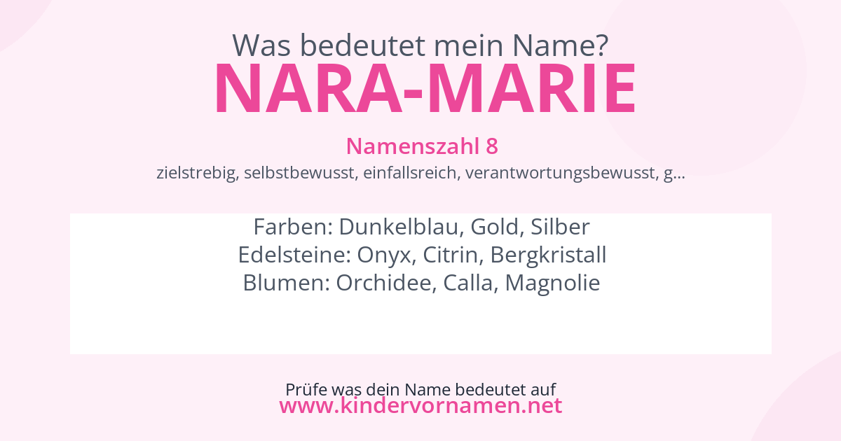 Was bedeutet der Name Nara-Marie?