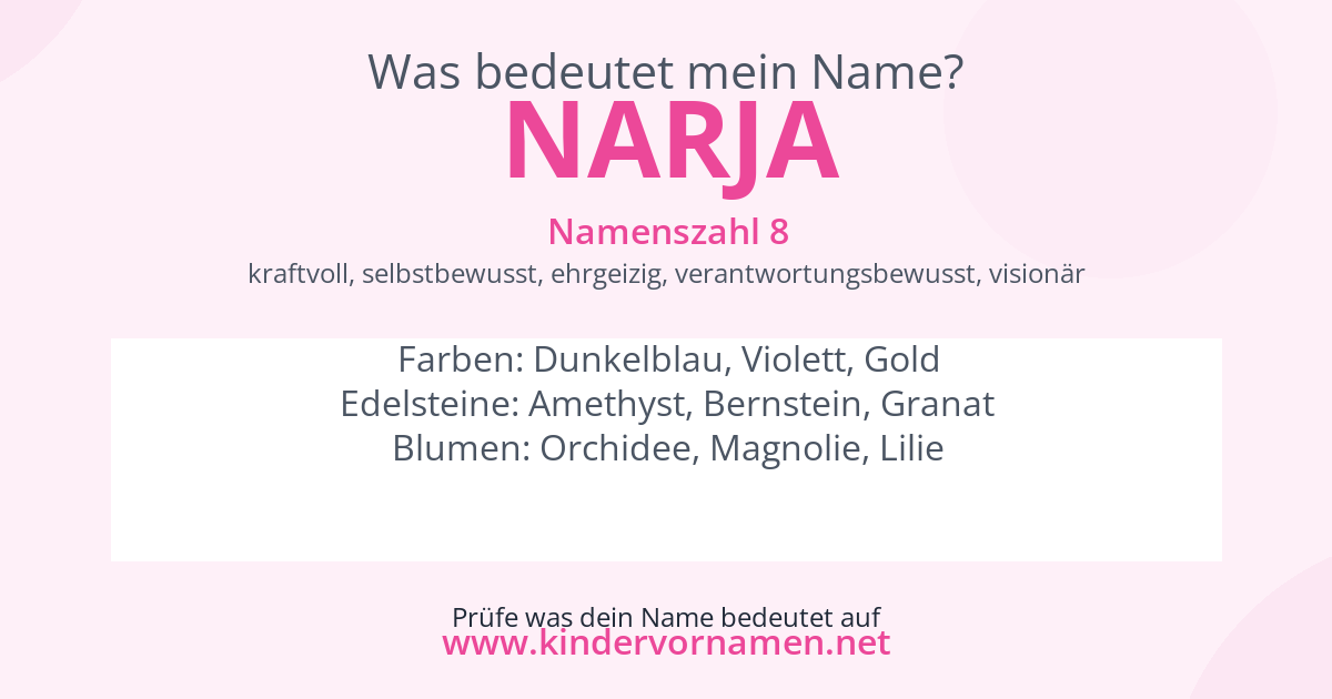 Was bedeutet der Name Narja?