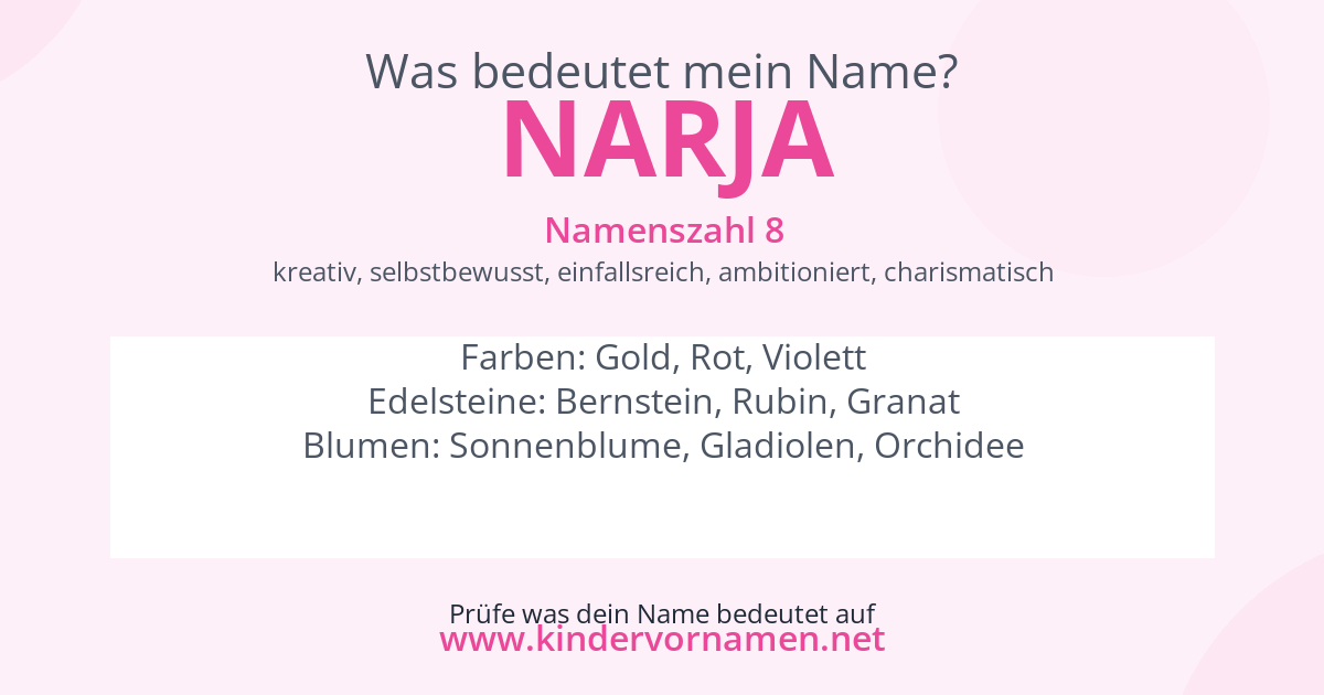 Was bedeutet der Name Narja?