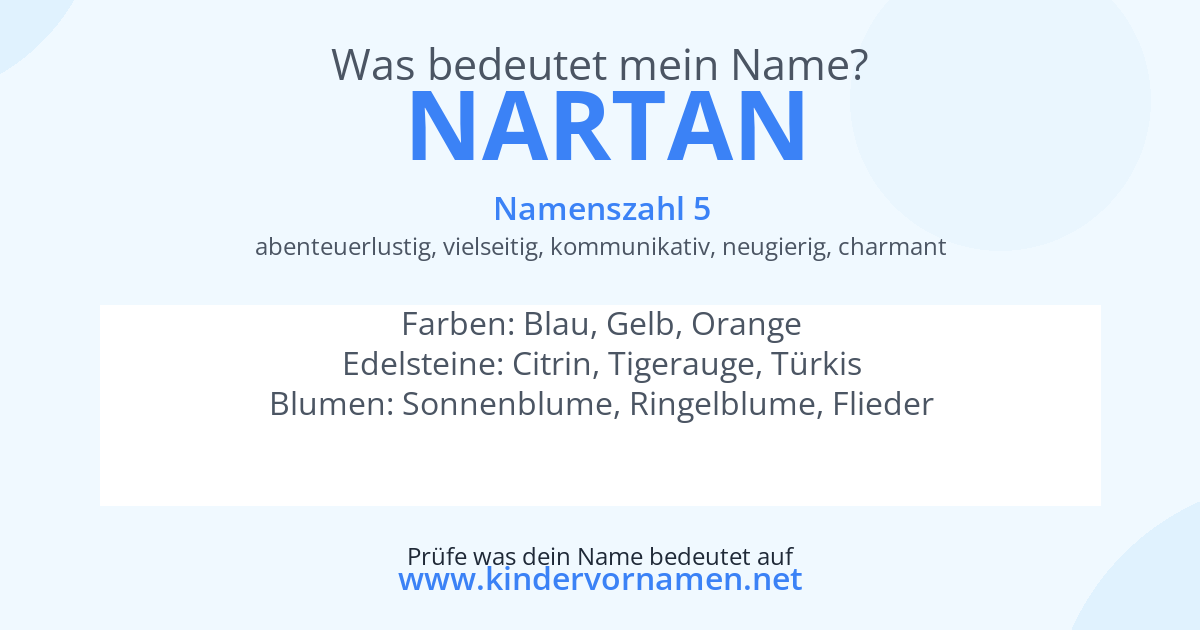 Was bedeutet der Name Nartan?