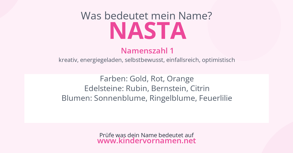 Was bedeutet der Name Nasta?