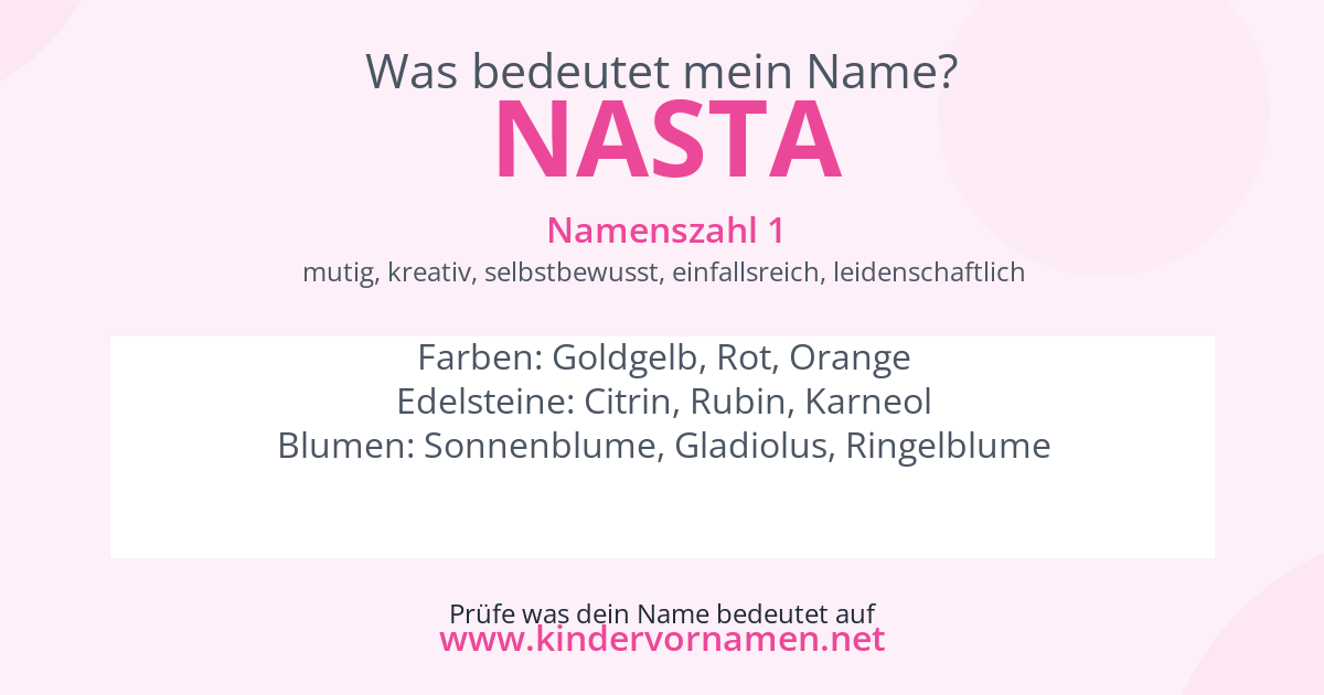 Was bedeutet der Name Nasta?