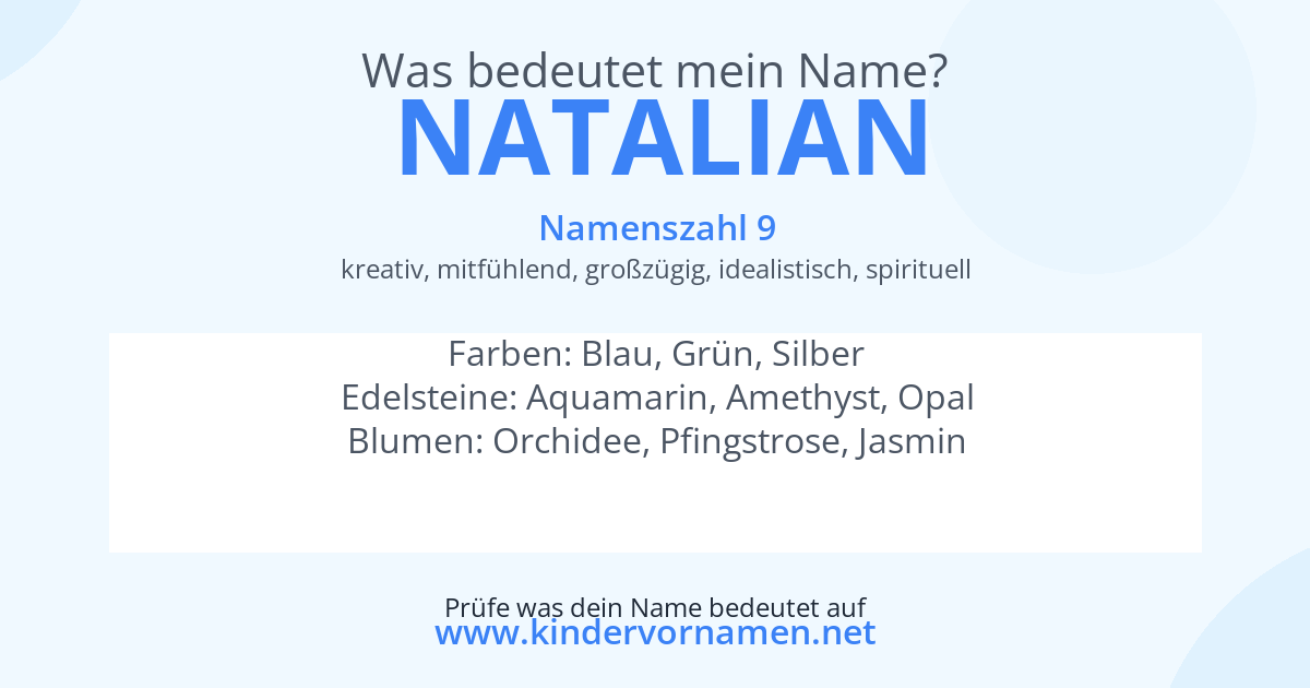 Was bedeutet der Name Natalian?
