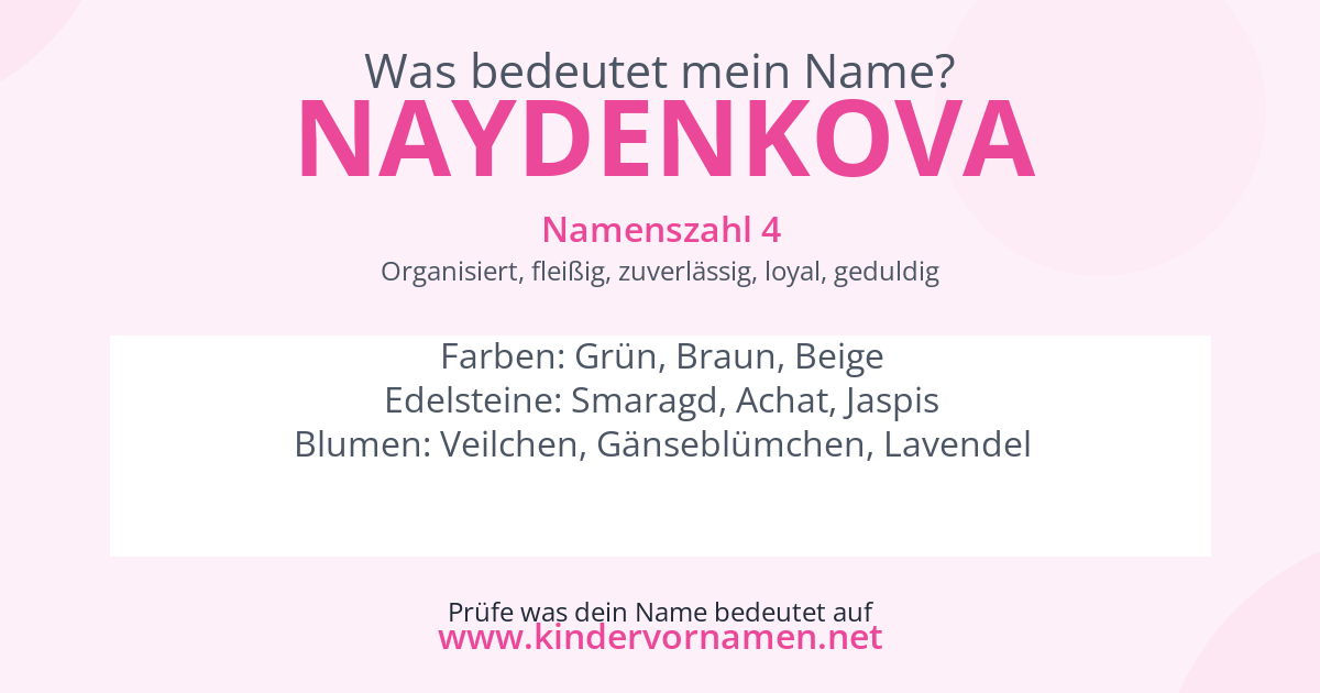 Was bedeutet der Name Naydenkova?