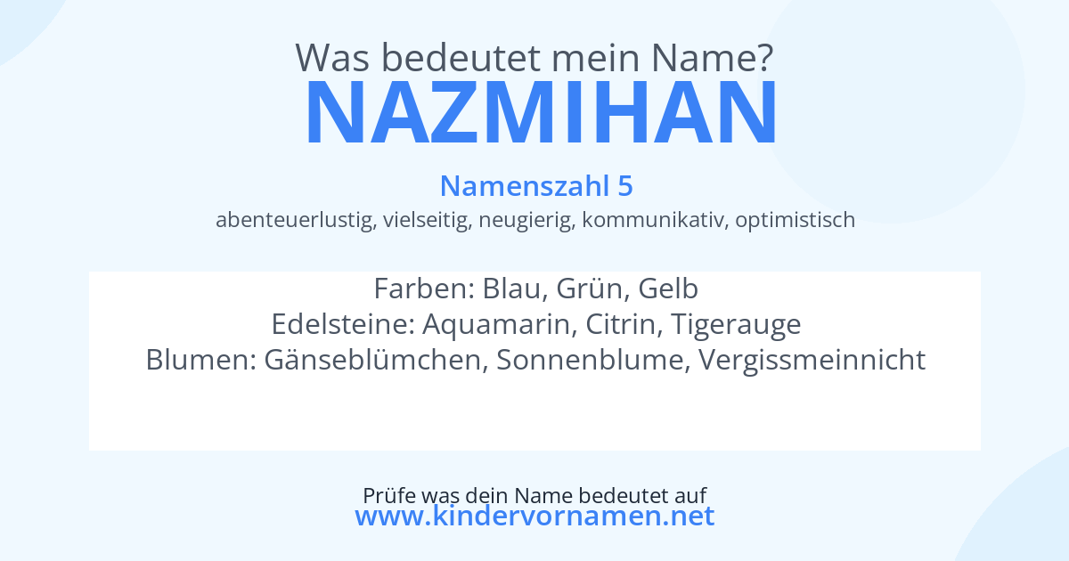 Was bedeutet der Name Nazmihan?