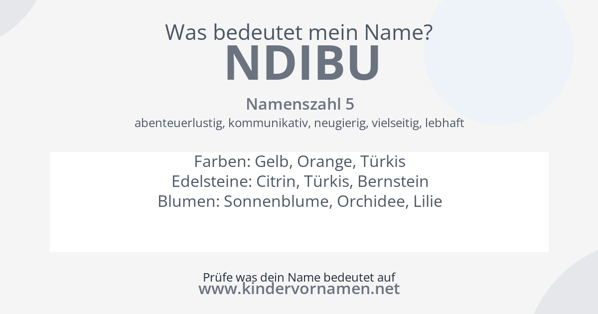 Was bedeutet der Name Ndibu?