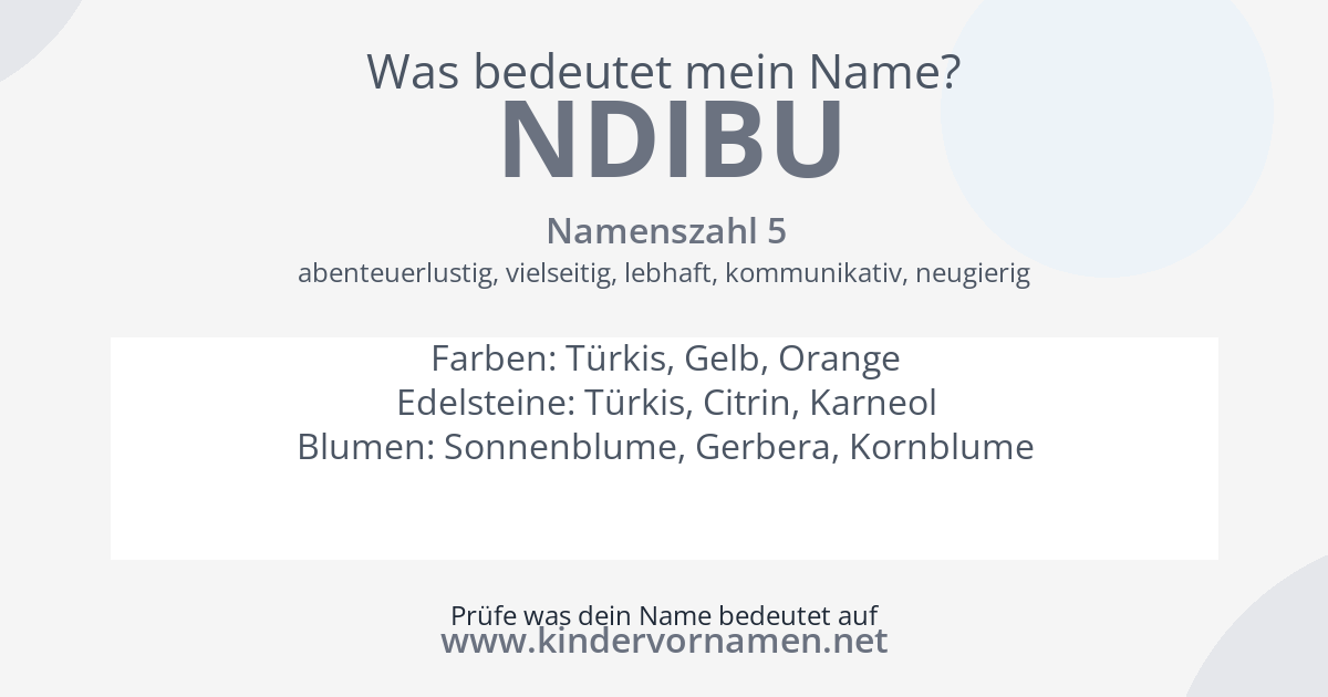 Was bedeutet der Name Ndibu?