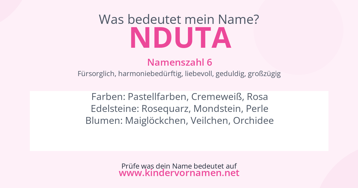 Was bedeutet der Name Nduta?