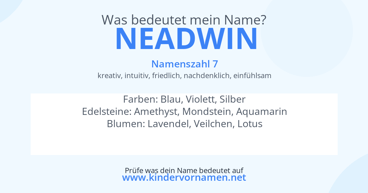 Was bedeutet der Name Neadwin?