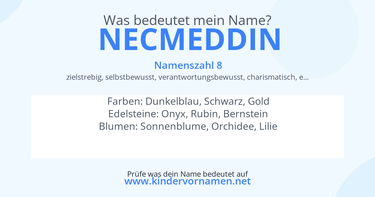 Was bedeutet der Name Necmeddin?