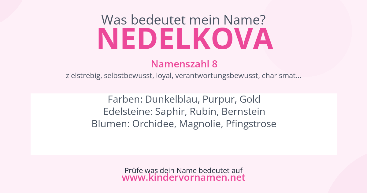 Was bedeutet der Name Nedelkova?