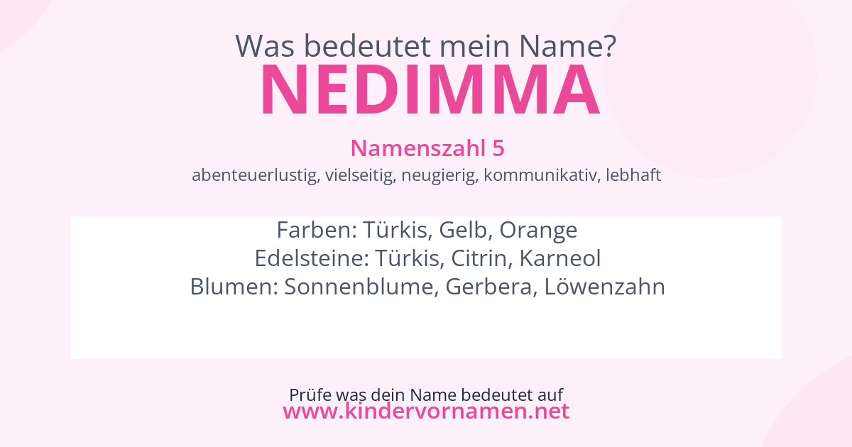 Was bedeutet der Name Nedimma?