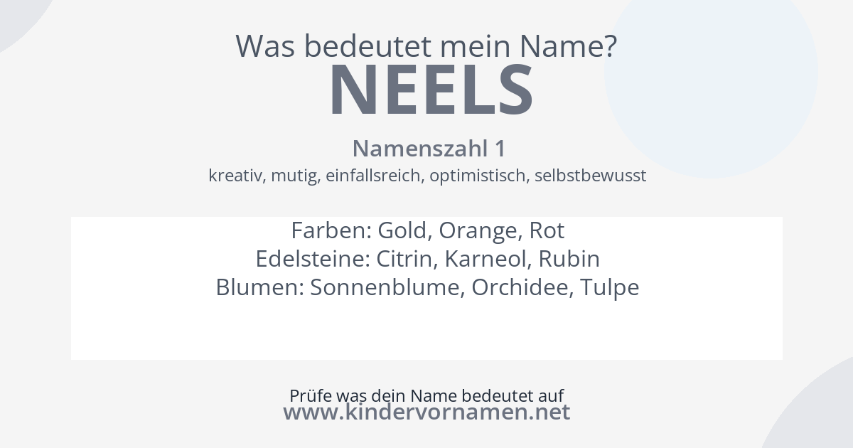 Was bedeutet der Name Neels?