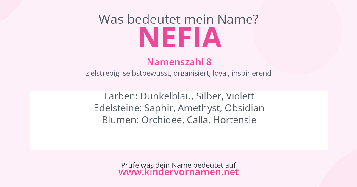 Was bedeutet der Name Nefia?