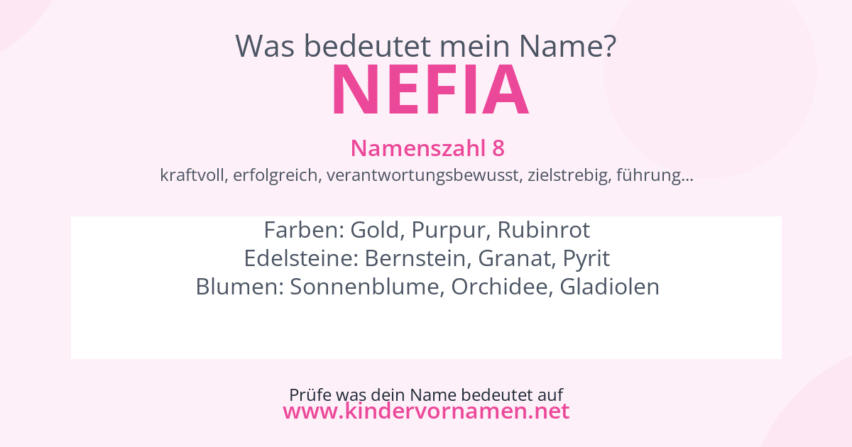 Was bedeutet der Name Nefia?
