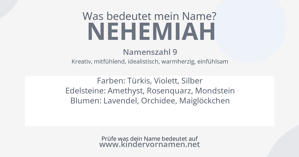 Was bedeutet der Name Nehemiah?