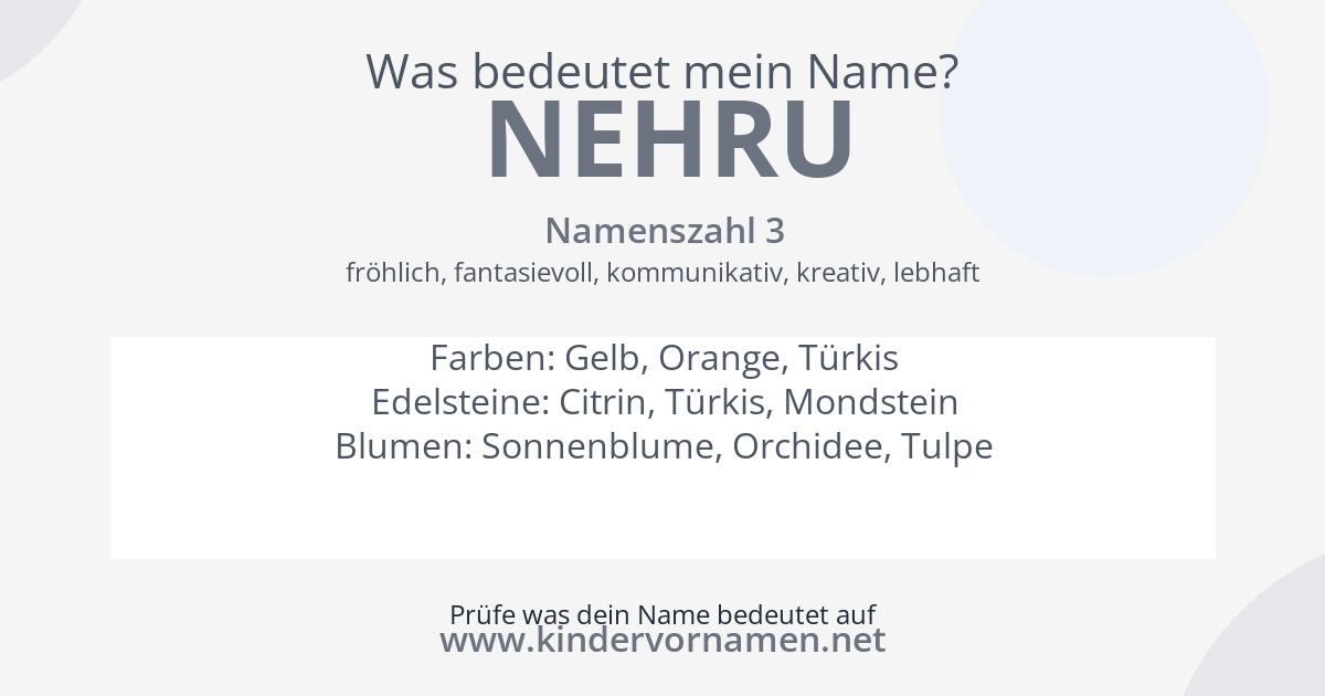 Was bedeutet der Name Nehru?