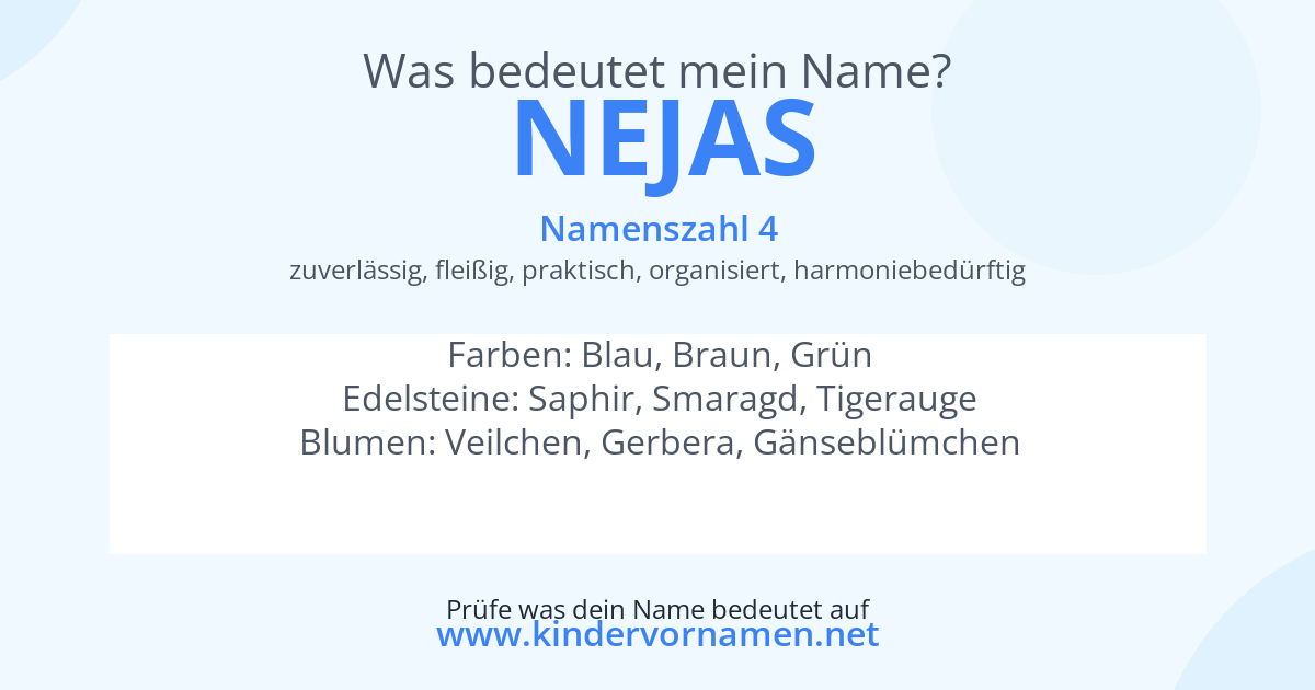 Was bedeutet der Name Nejas?
