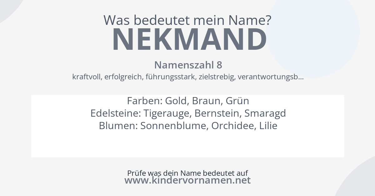 Was bedeutet der Name Nekmand?