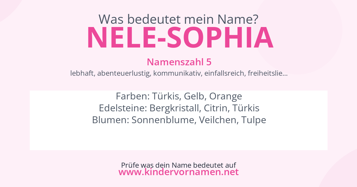 Was bedeutet der Name Nele-Sophia?