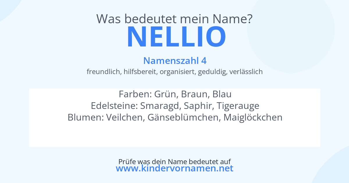 Was bedeutet der Name Nellio?
