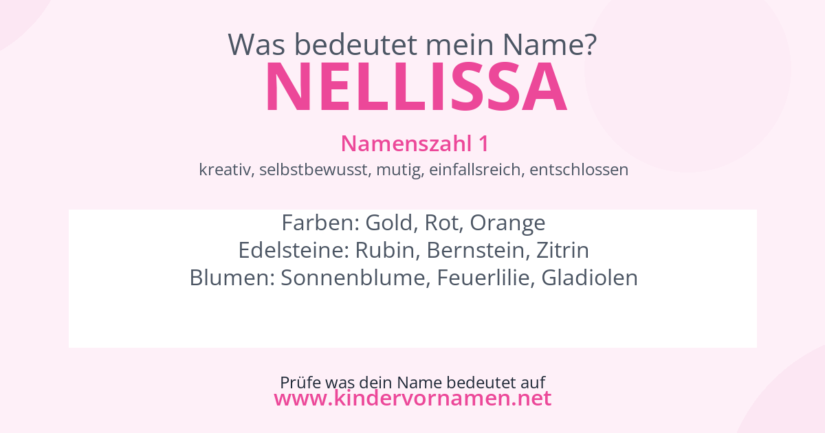 Was bedeutet der Name Nellissa?