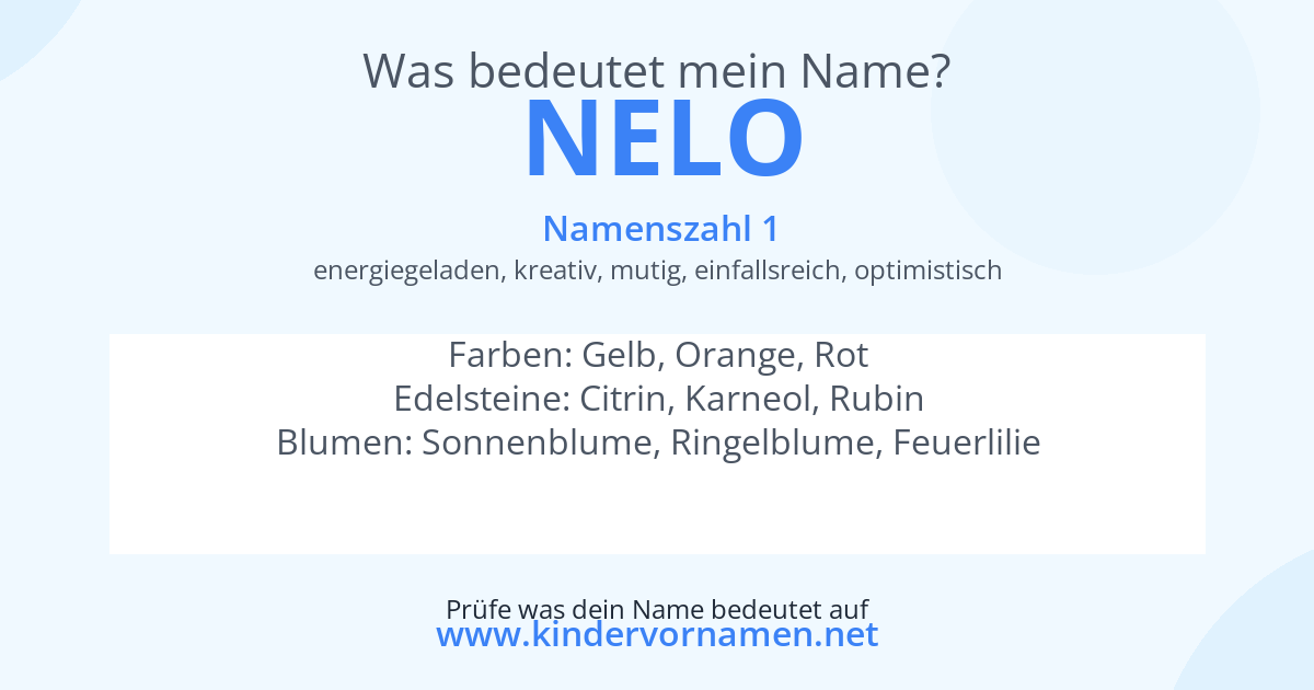 Was bedeutet der Name Nelo?