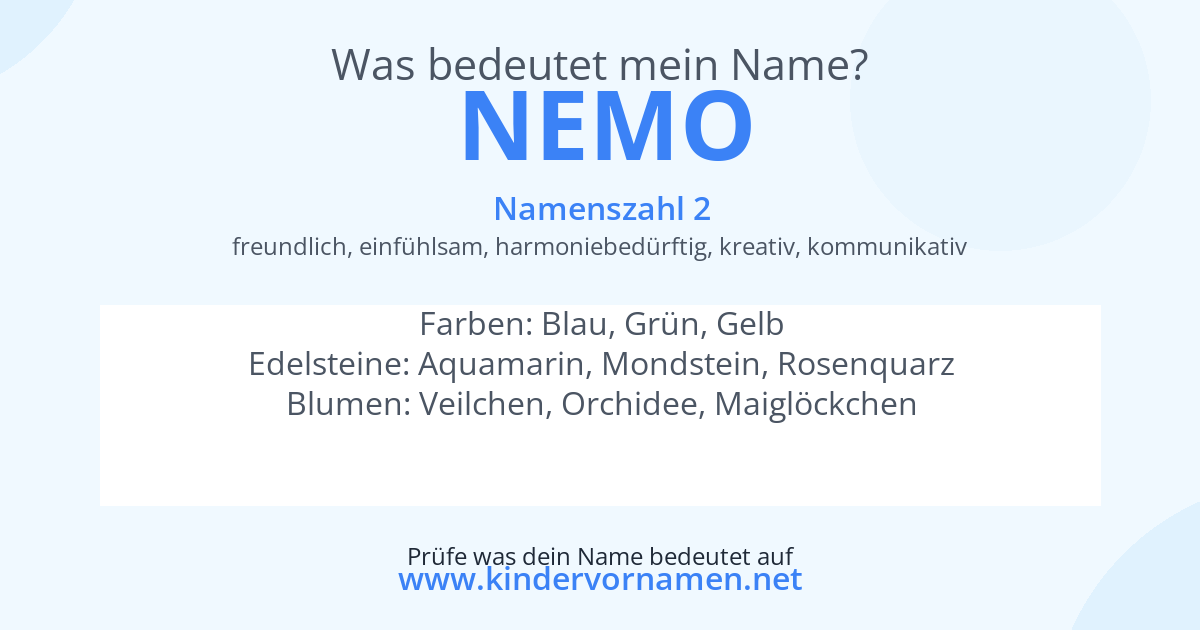 Was bedeutet der Name Nemo?