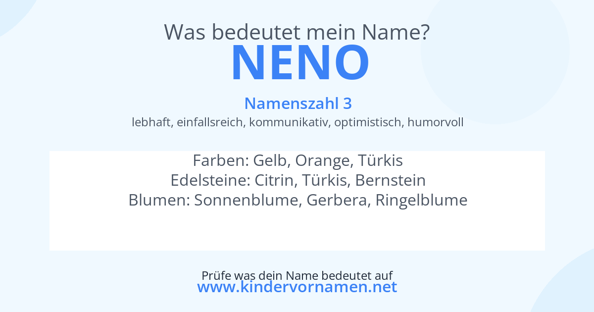Was bedeutet der Name Neno?