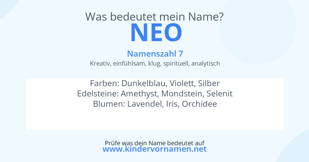 Was bedeutet der Name Neo?