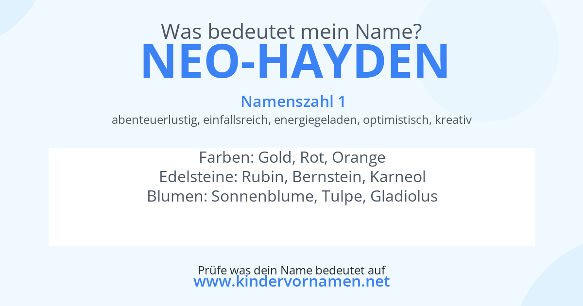 Was bedeutet der Name Neo-Hayden?