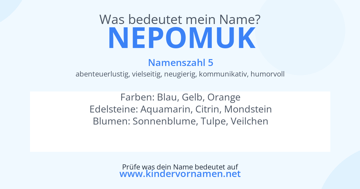 Was bedeutet der Name Nepomuk?
