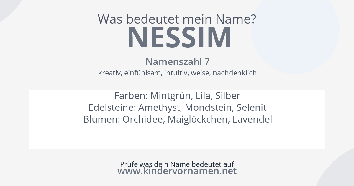 Was bedeutet der Name Nessim?