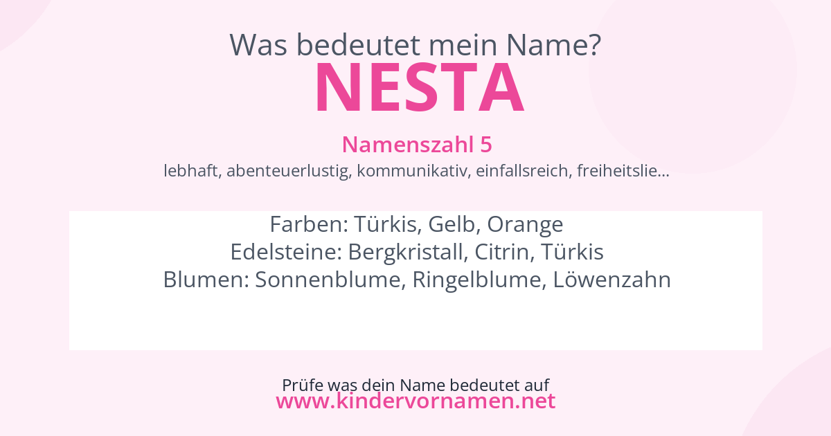 Was bedeutet der Name Nesta?