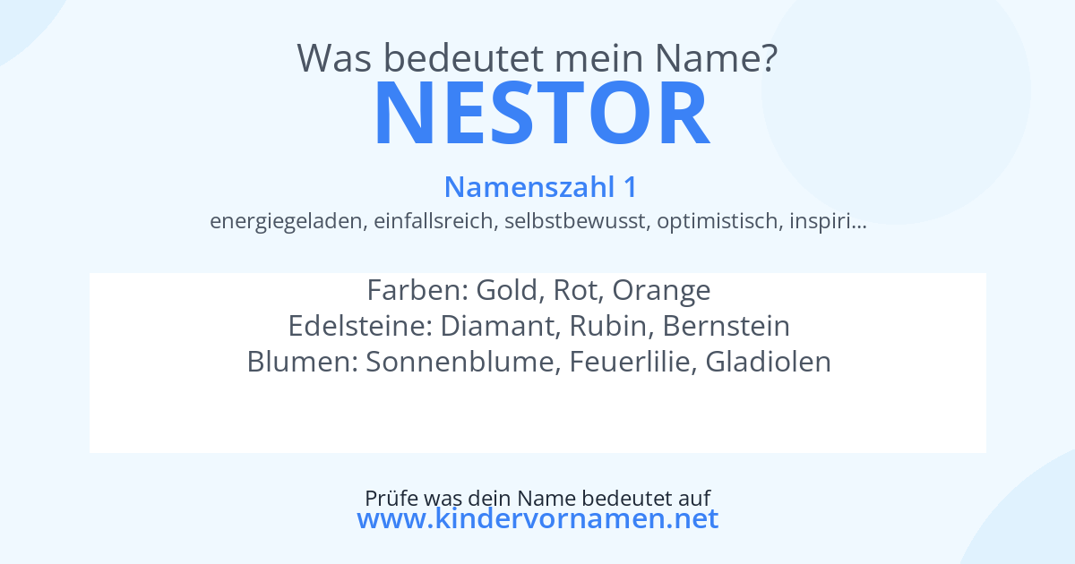 Was bedeutet der Name Nestor?