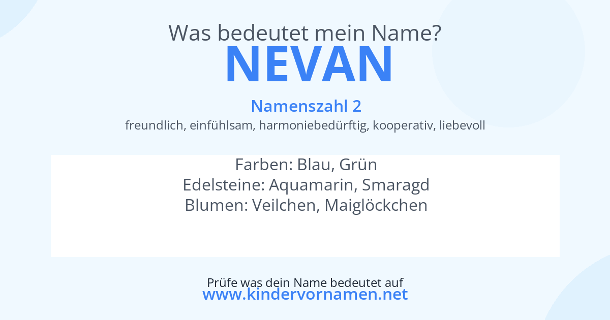 Was bedeutet der Name Nevan?