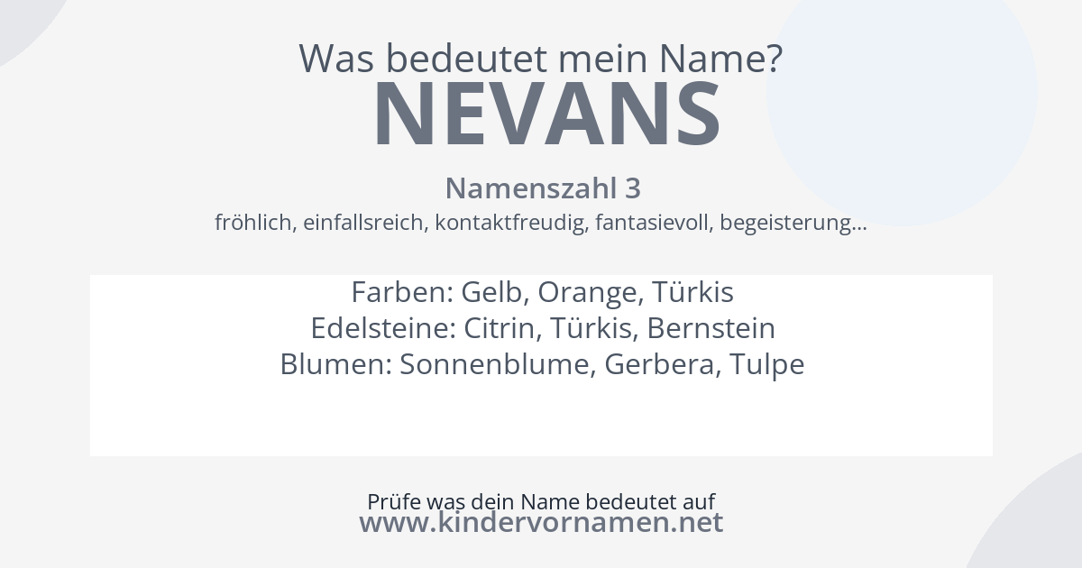 Was bedeutet der Name Nevans?