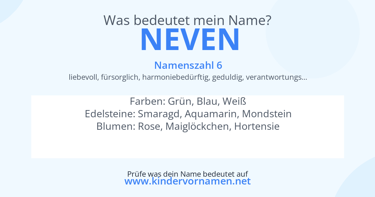 Was bedeutet der Name Neven?