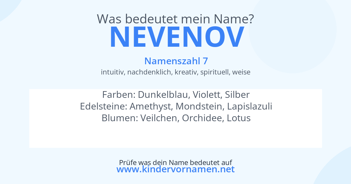 Was bedeutet der Name Nevenov?