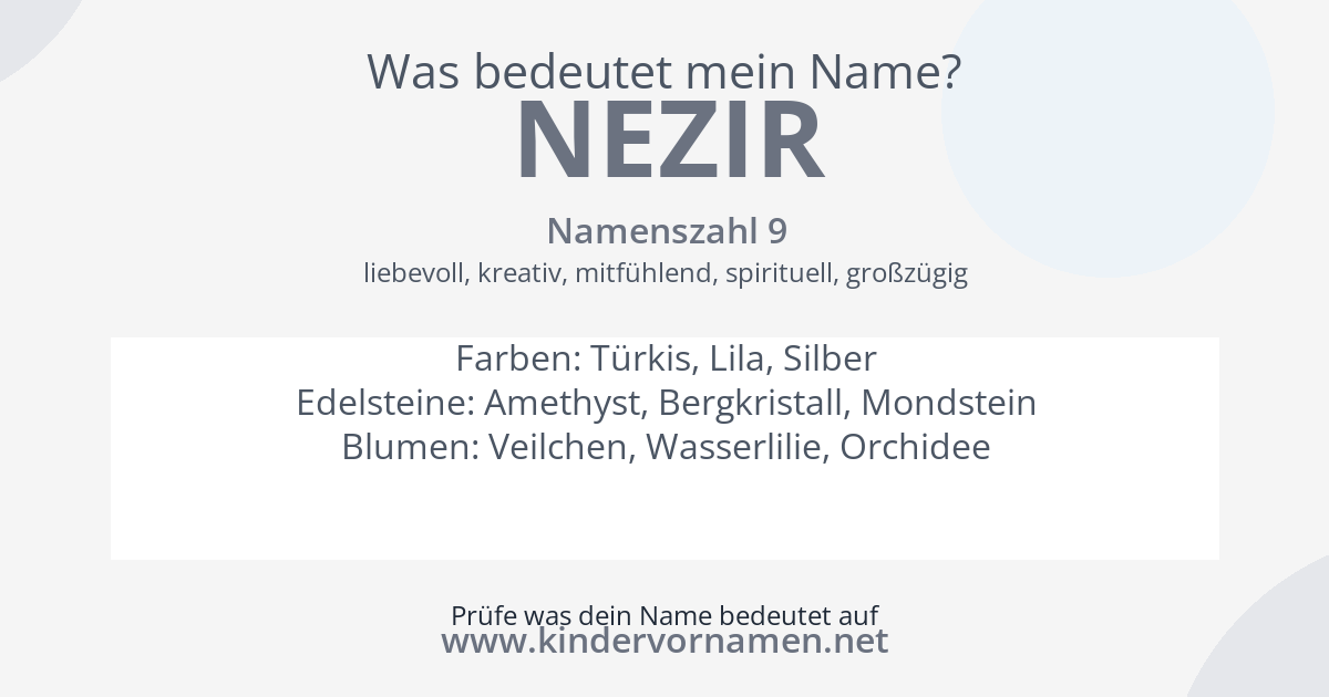 Was bedeutet der Name Nezir?