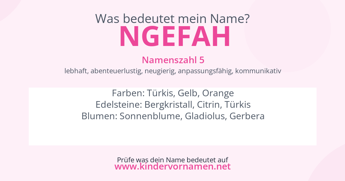 Was bedeutet der Name Ngefah?