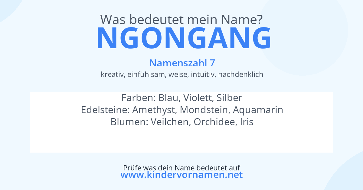 Was bedeutet der Name Ngongang?