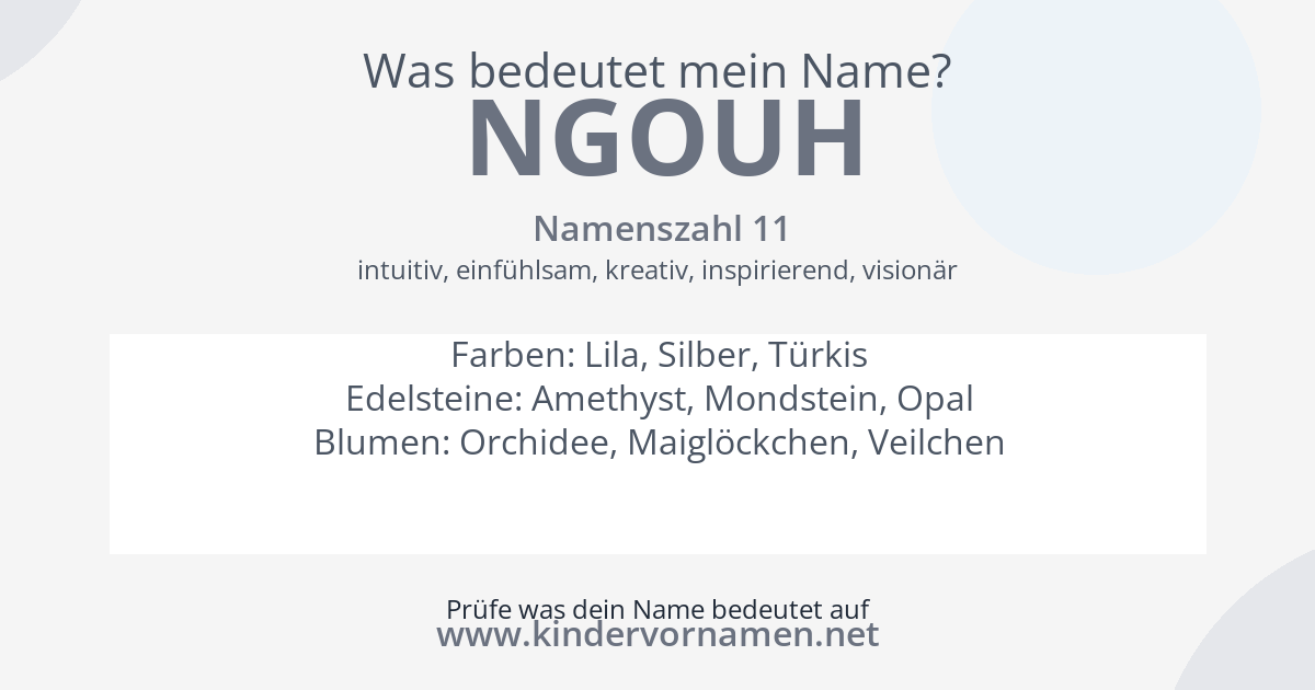 Was bedeutet der Name Ngouh?