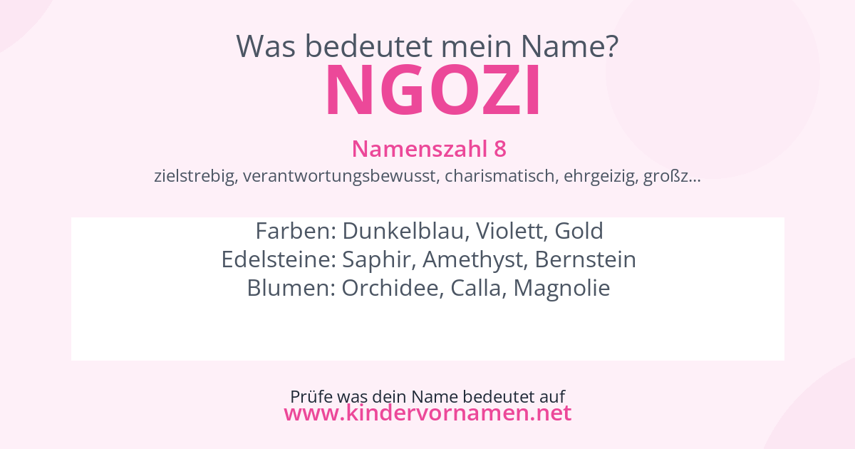 Was bedeutet der Name Ngozi?