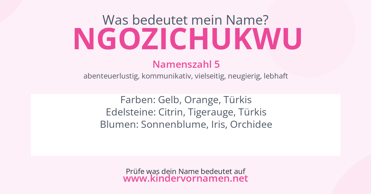 Was bedeutet der Name Ngozichukwu?